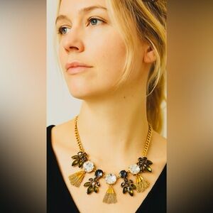 J Crew & Ann Taylor Elegant Gold and Multicolor Statement Necklaces